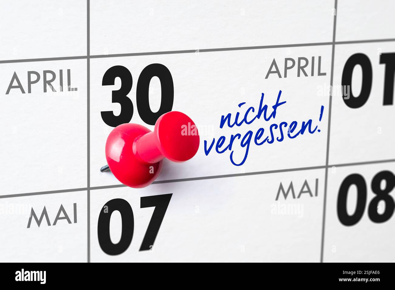 Wandkalender - April 30 Stockfoto