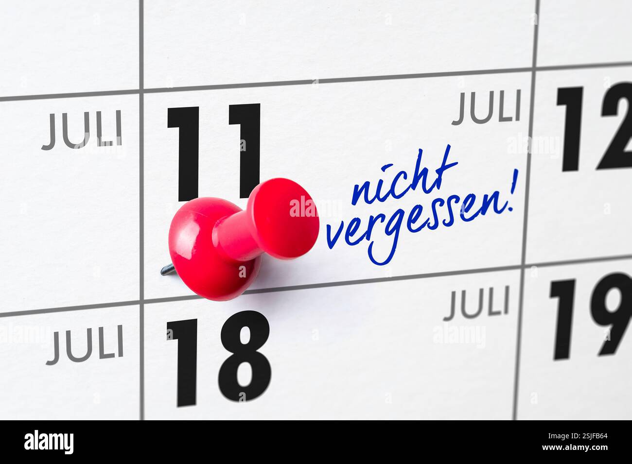 Wandkalender - 11. Juli Stockfoto
