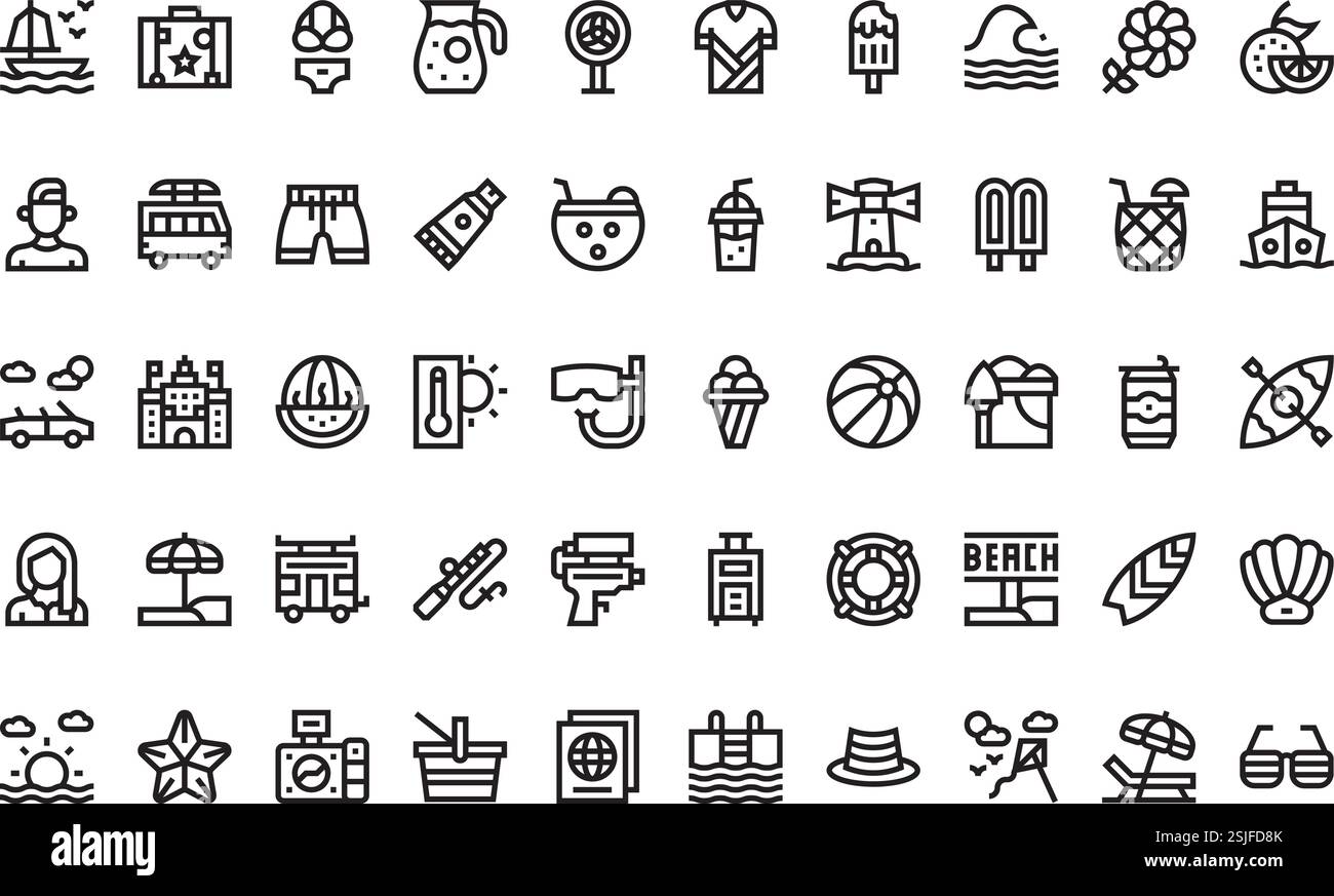 Hochwertige Sammlung von Vektorsymbolen mit editierbarer Kontur. Ideal für professionelle und kreative Projekte. Stock Vektor