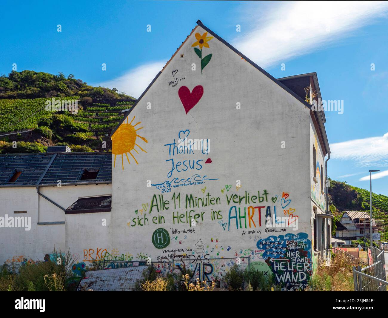 Das berühmte Helferhaus in Dernau, Ahr, Ahrtal, Eifel, Rheinland-Pfalz, Deutschland Stockfoto