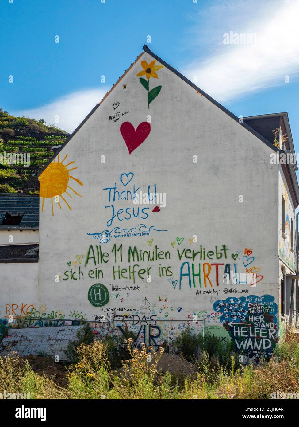 Das berühmte Helferhaus in Dernau, Ahr, Ahrtal, Eifel, Rheinland-Pfalz, Deutschland Stockfoto