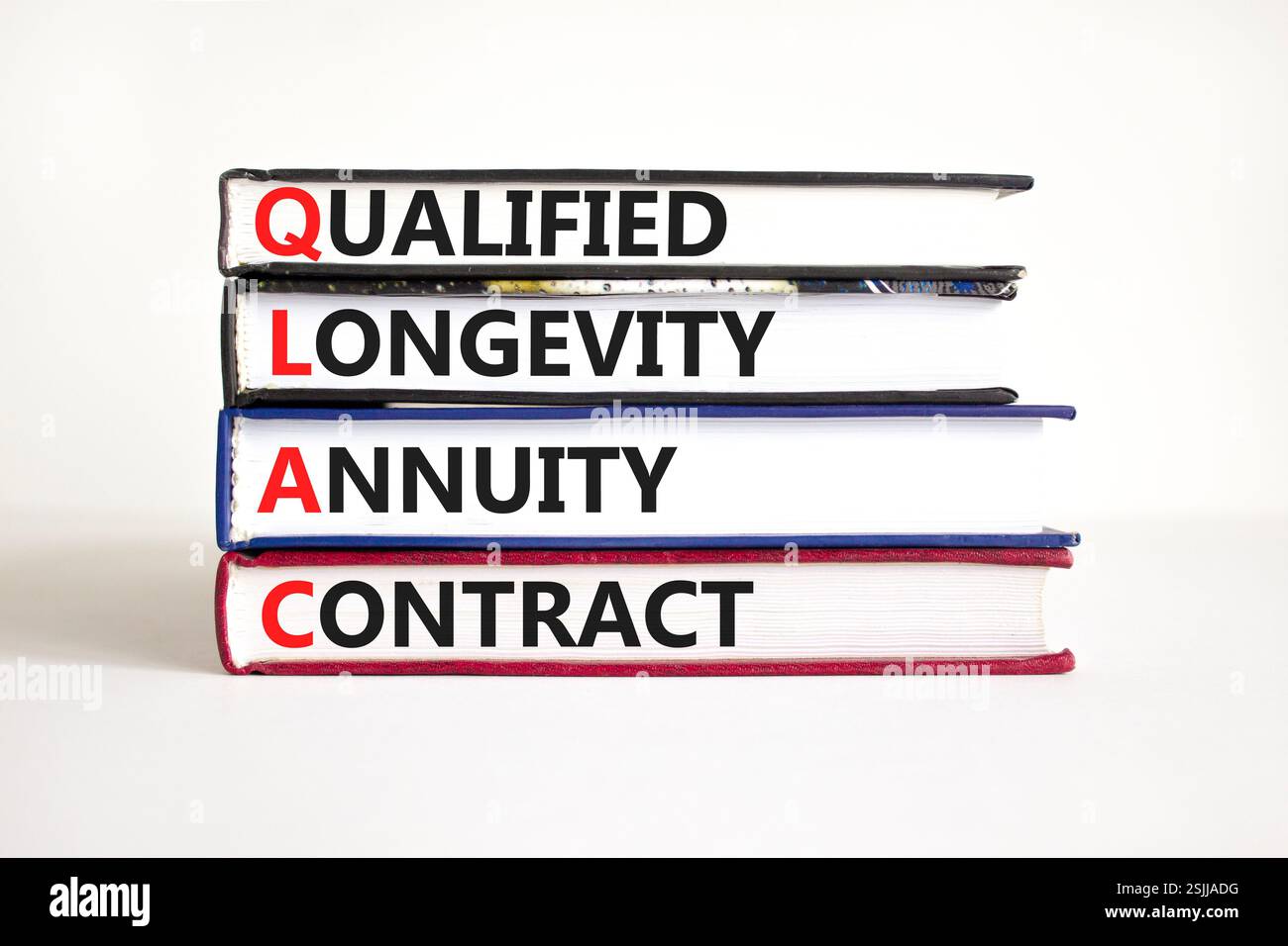 QLAC-Symbol. Concept Word QLAC Qualified Longevity Rente Contract auf schönen Büchern. Schöner weißer Hintergrund. Business QLAC qualifizierte Langlebigkeit Stockfoto QLAC-Symbol. Concept Word QLAC Qualified Longevity Rente Contract auf schönen Büchern. Schöner weißer Hintergrund. Business QLAC qualifizierte Langlebigkeit Stockfoto