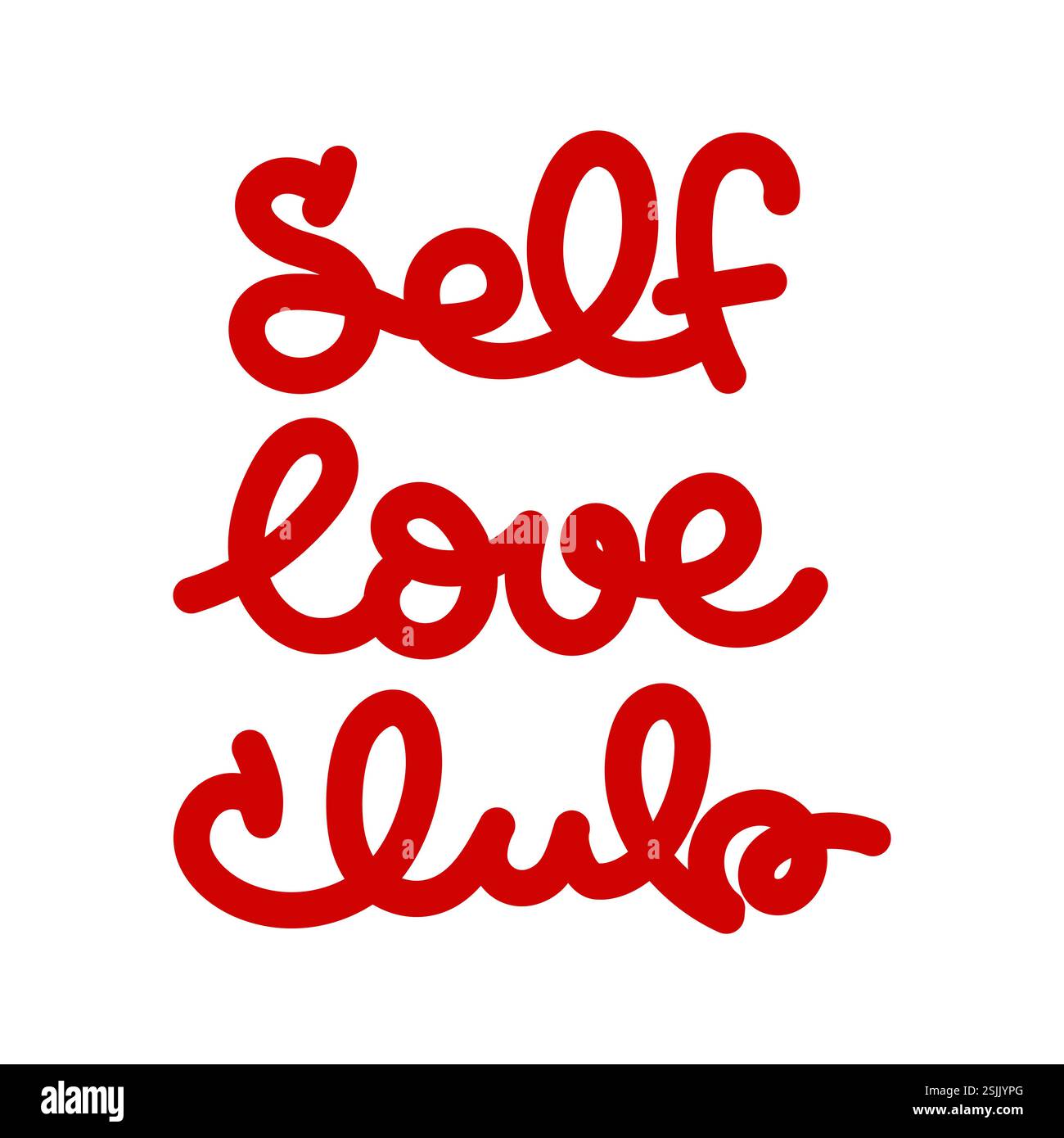 Self Love Club handgezeichneter Schriftzug. Vektorillustration, flache Ausführung Stock Vektor