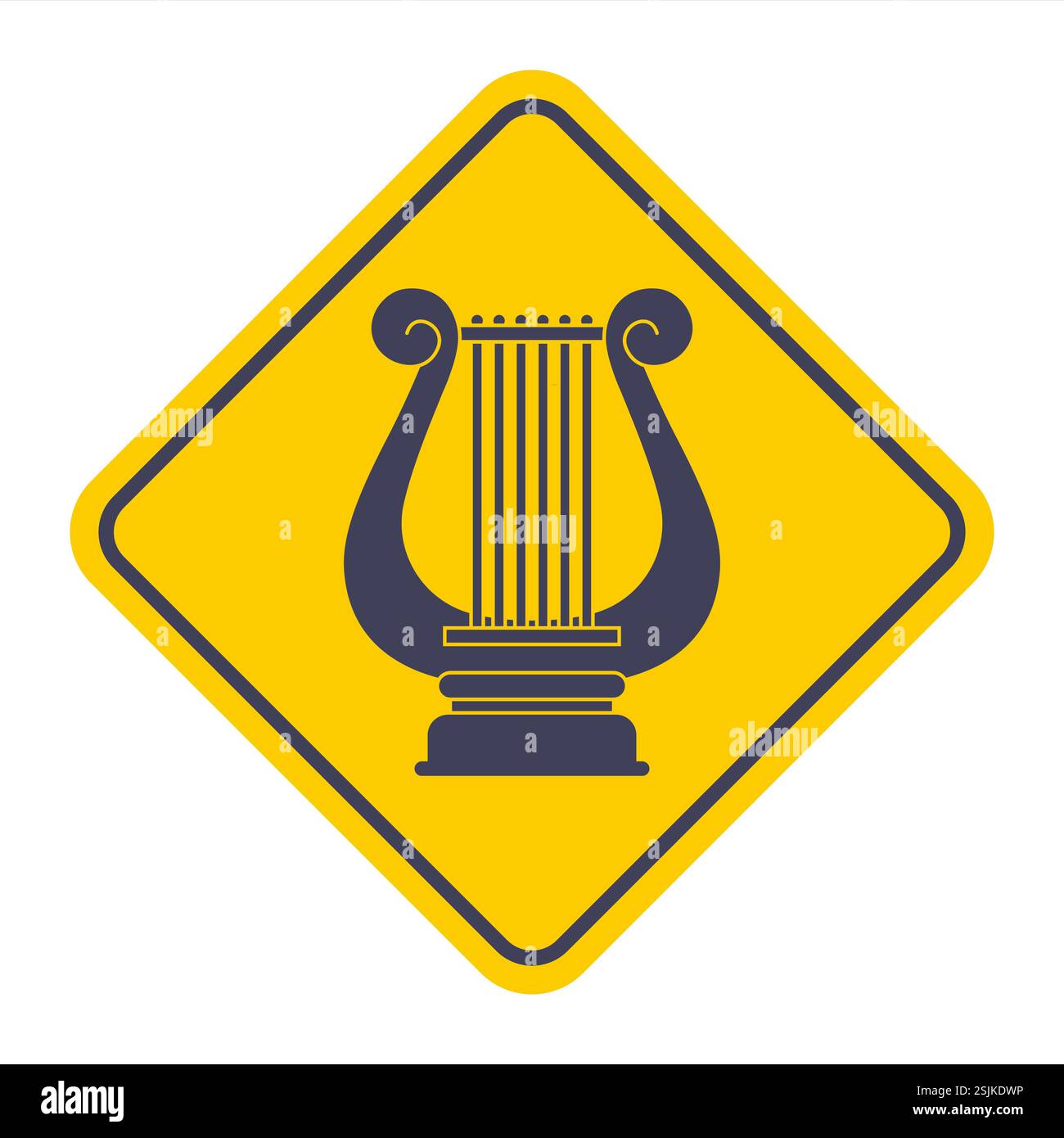 Lack Icon Lyre Musikinstrument auf gelbem Hintergrund. Aufkleber altes griechenland. Stock Vektor