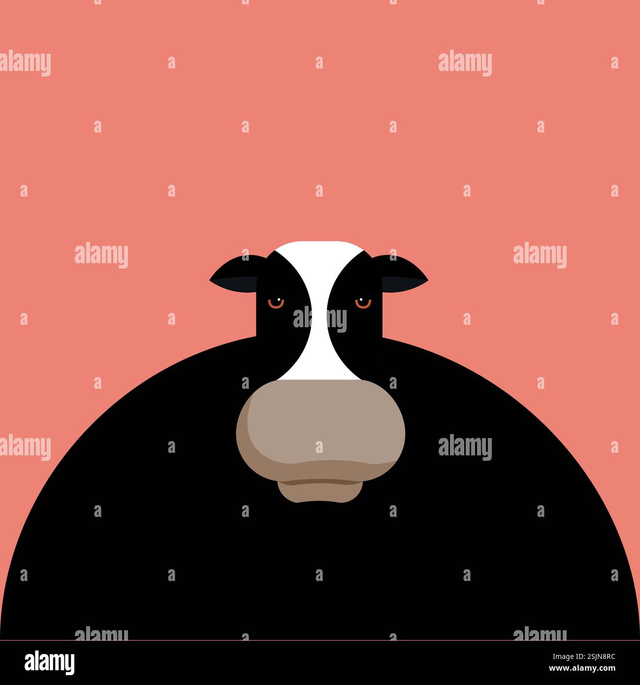 Eine Kuh mit einem schwarzen Gesicht und einem weißen Fleck im Gesicht Stock Vektor