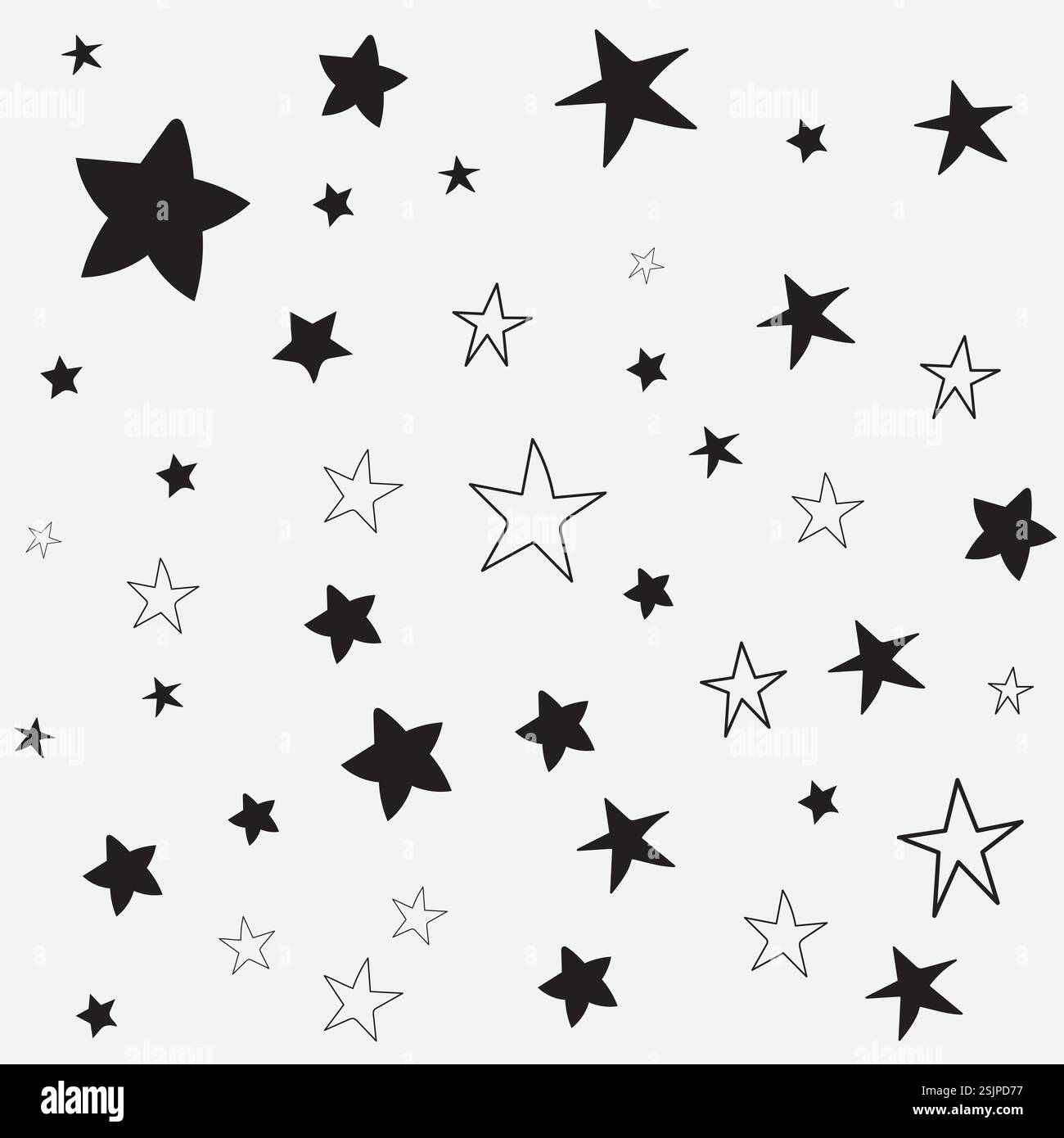 Nahtloses Muster mit Sternkritzeleien. Handgezeichnete Sterne Textur Hintergrund. Stock Vektor