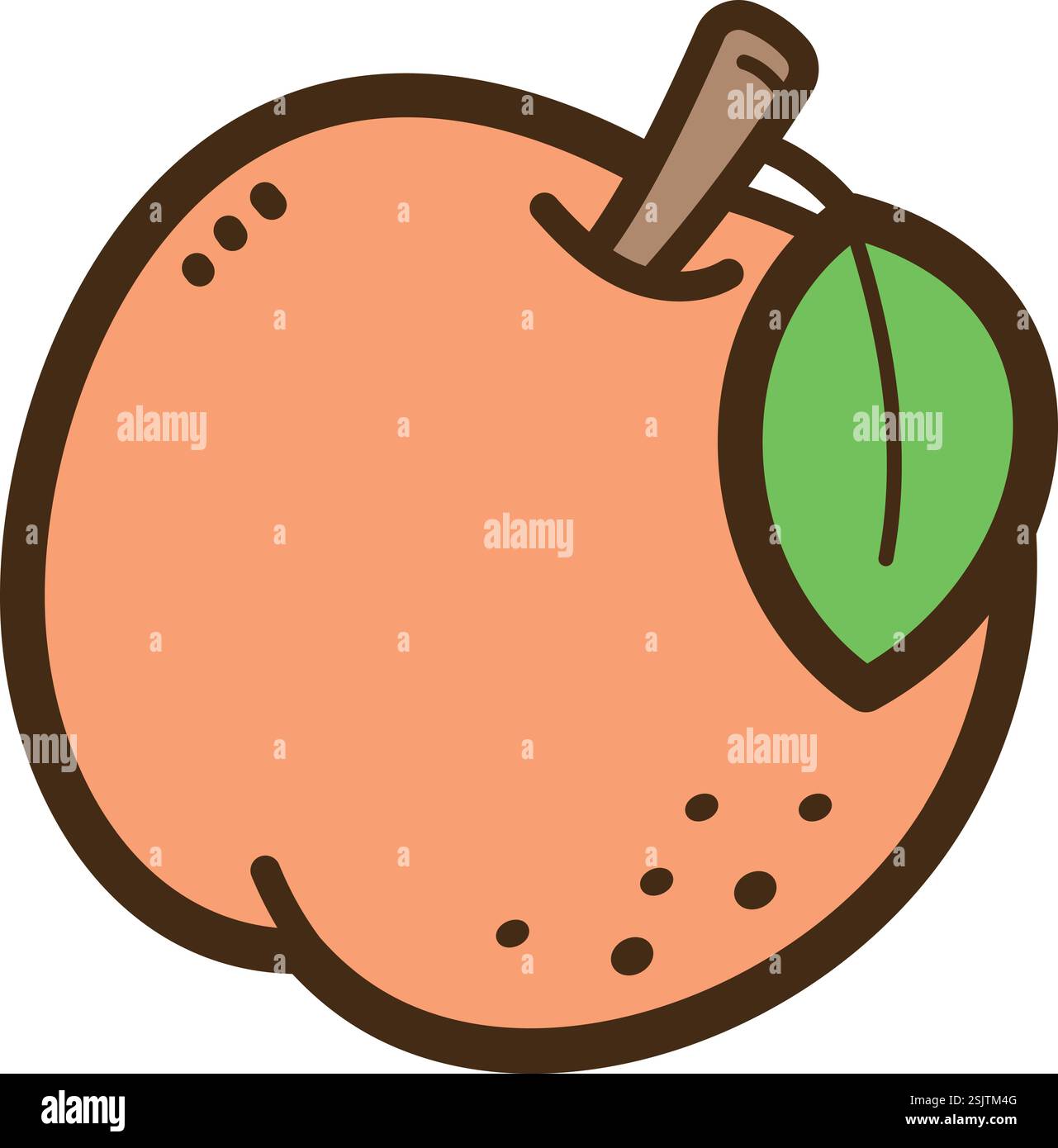 Pfirsichvektor Kritzelillustration und Grafik. Teil der Obstkategorie. Stock Vektor