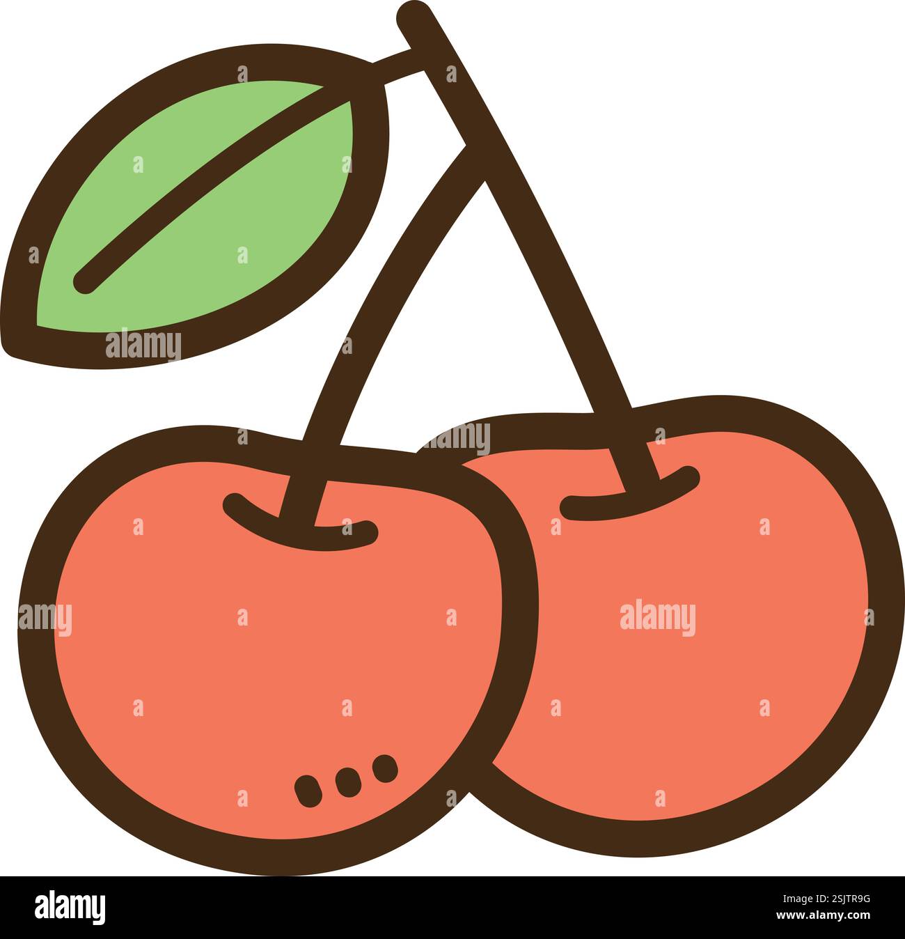 Kirschvektor Kritzelillustration und Grafik. Teil der Obstkategorie. Stock Vektor