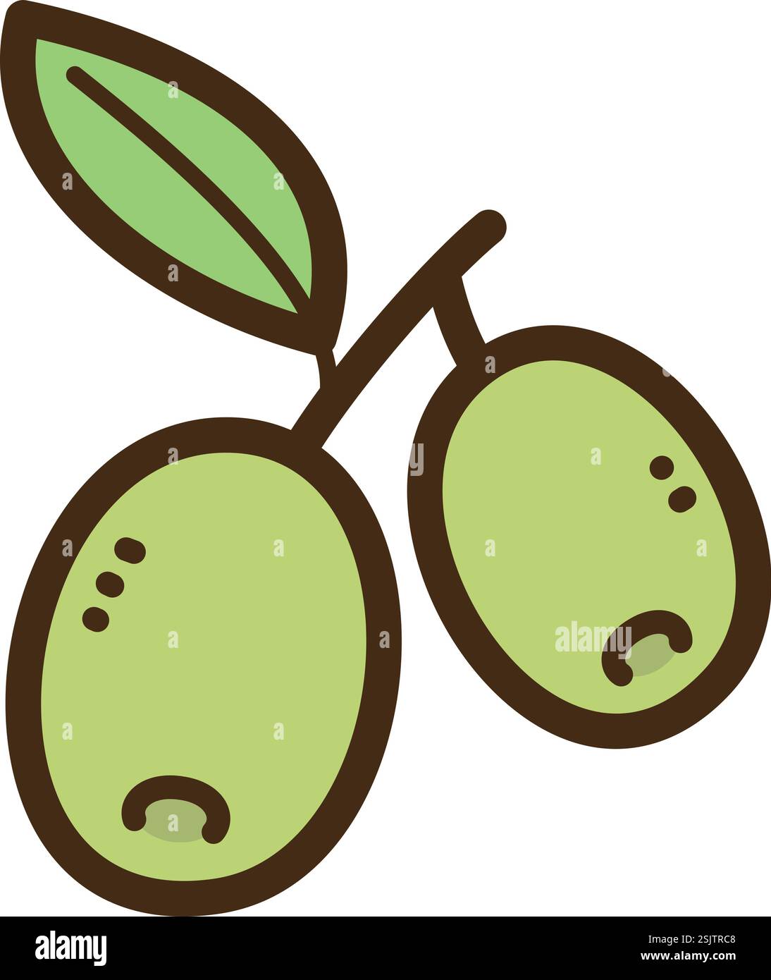 Olive Vektor Kritzelillustration und Grafik. Teil der Obstkategorie. Stock Vektor