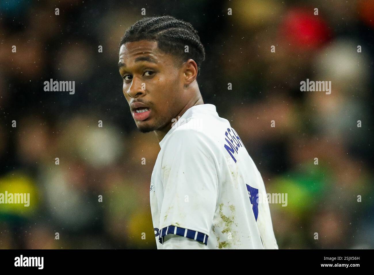 Jayden Meghoma von Preston North End sieht beim Sky Bet Championship Match Norwich City gegen Preston North End an der Carrow Road, Norwich, Großbritannien, 11. Februar 2025 (Foto: Izzy Poles/News Images) Stockfoto