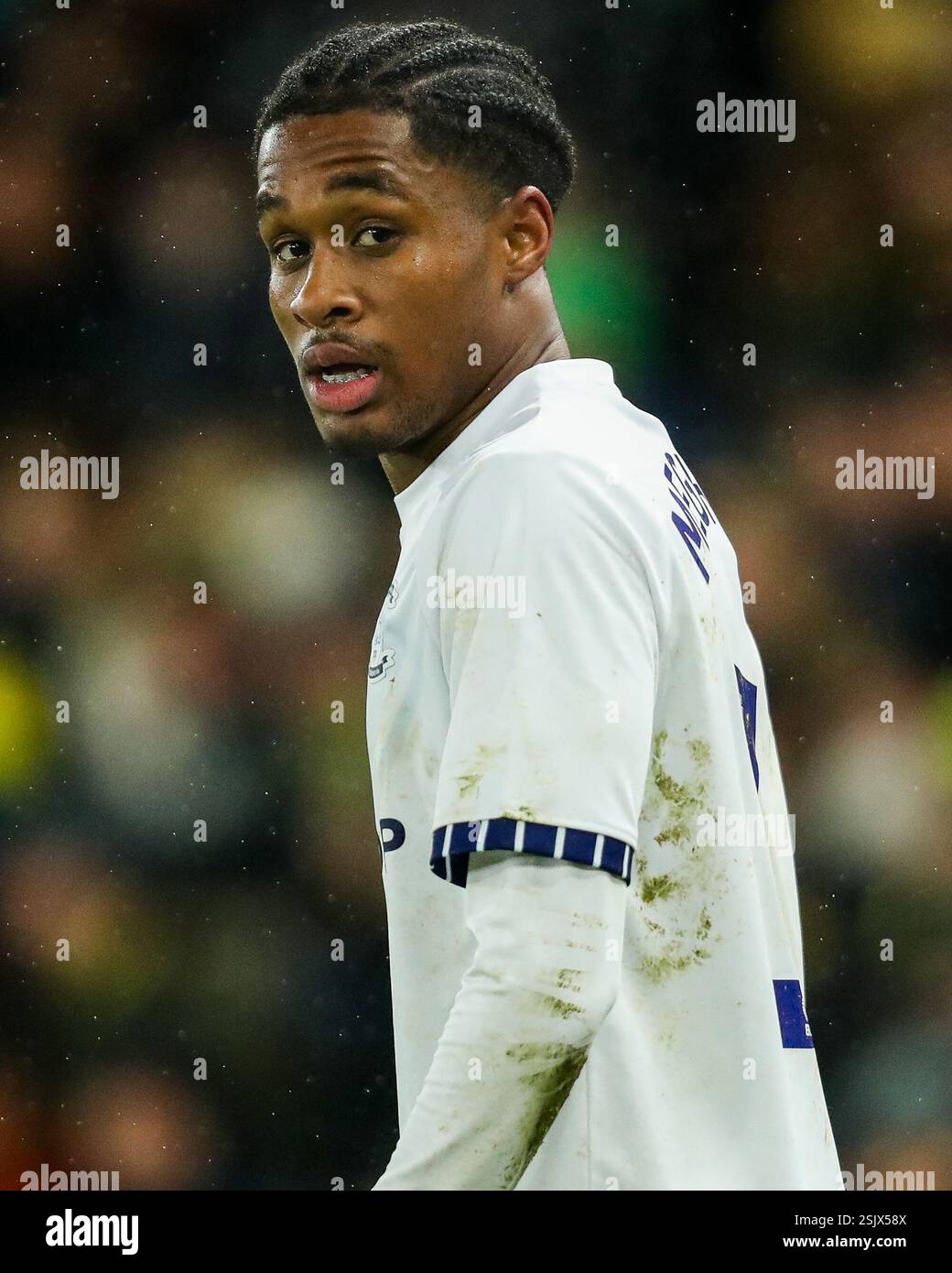 Jayden Meghoma von Preston North End sieht beim Sky Bet Championship Match Norwich City gegen Preston North End an der Carrow Road, Norwich, Großbritannien, 11. Februar 2025 (Foto: Izzy Poles/News Images) Stockfoto