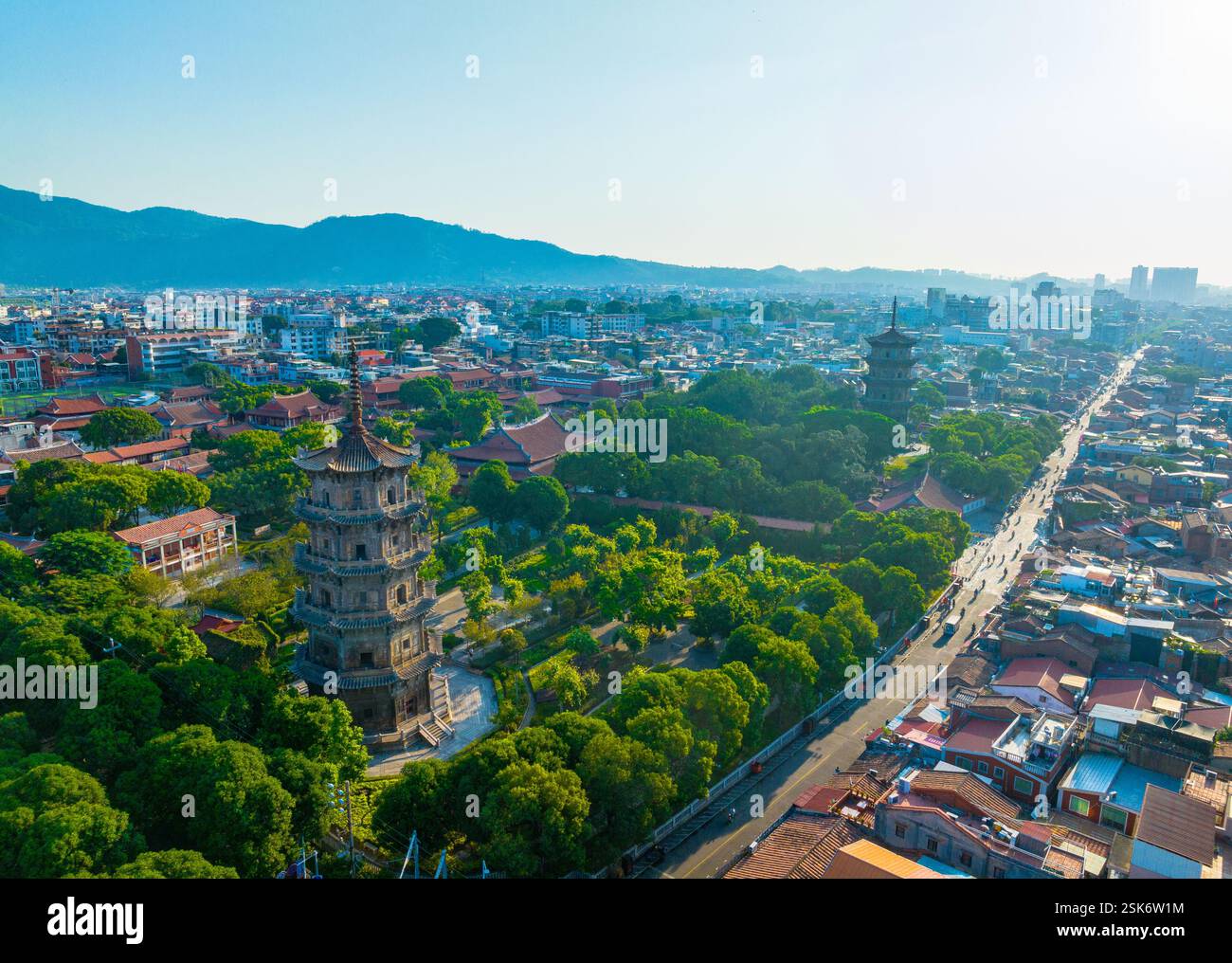 Wunderschöner Blick auf den Kaiyuan Tempel in Quanzhou, Fujian Stockfoto