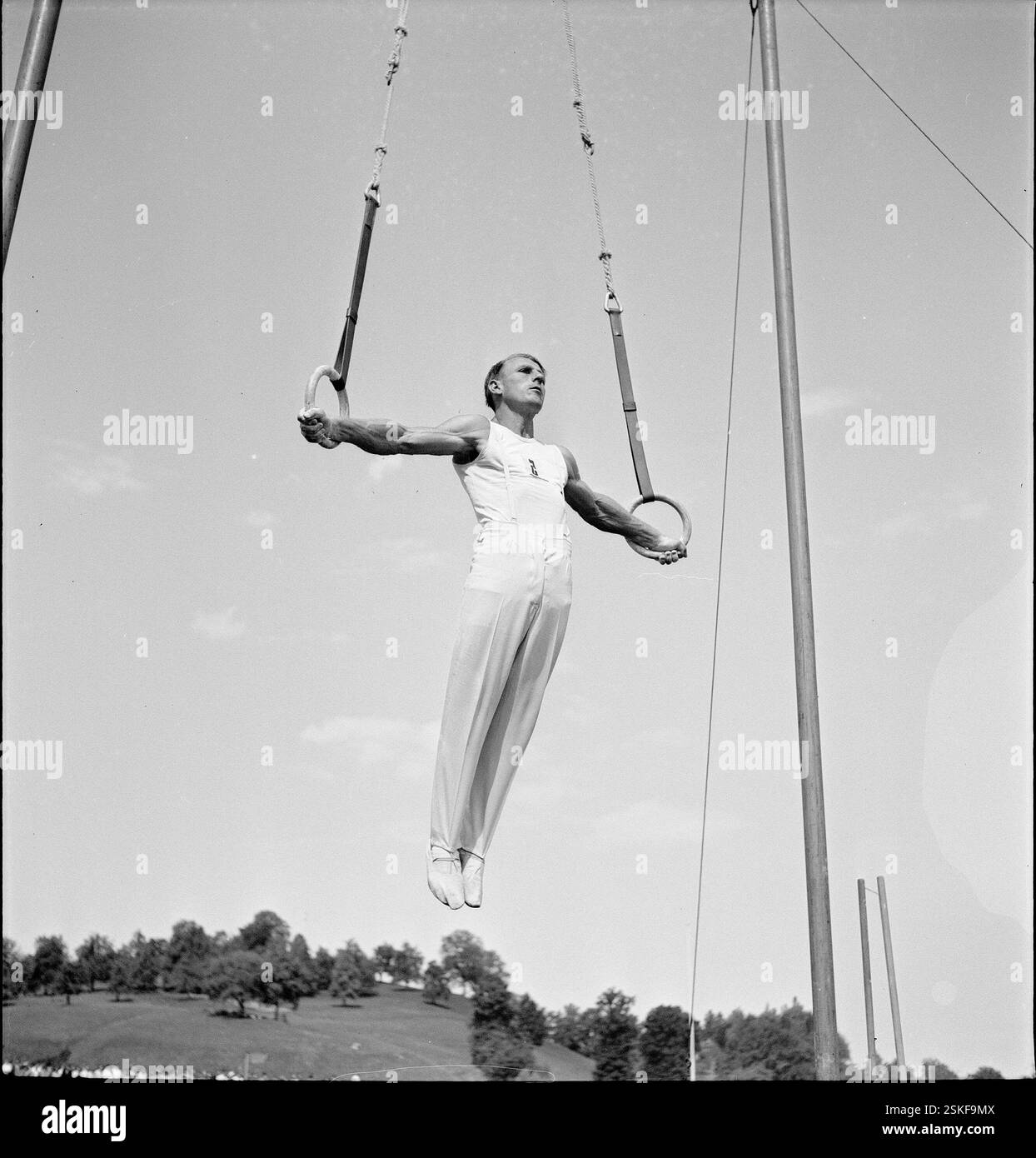 Ringe#Ringe-- Meisterschafts- und Gruppenwettkämpfe ETV, Luzern 1949#ETV Meisterschaften und Gruppenwettbewerbe, Luzern 1949- RDB VON DUKAS Stockfoto