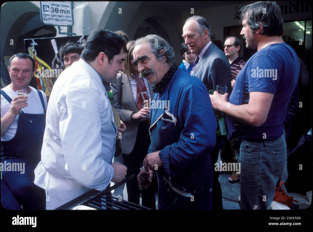 --- Jean-Pierre Corpataux, Jean Tinguely, Alfred Hofkunst, 1984#Jean-Pierre Corpataux, Jean Tinguely, Alfred Hofkunst, 1984 Stockfoto