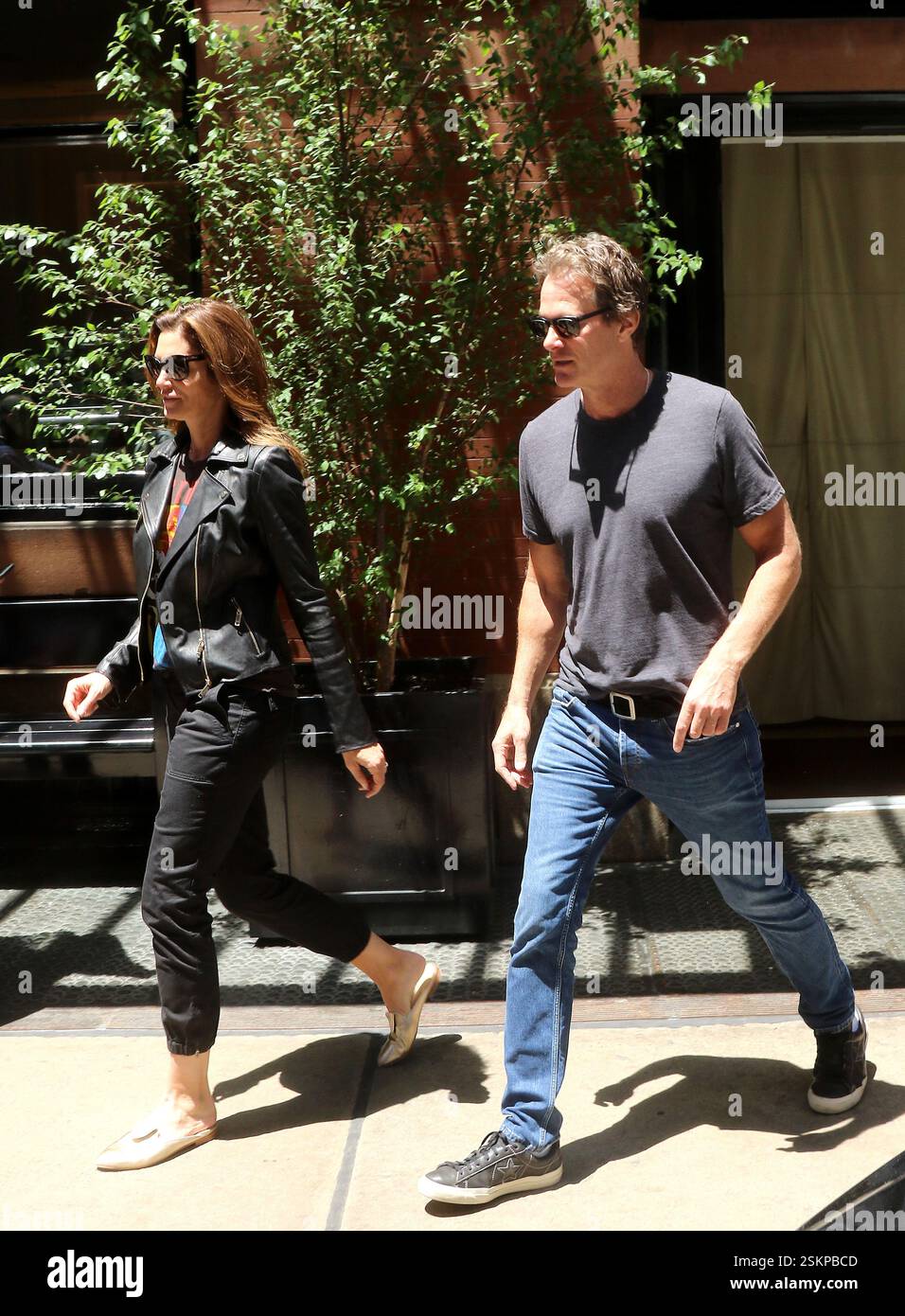 Model Cindy Crawford verlässt mit ihrem Mann Rande Gerber und den Kindern Kaia Gerber und Presley Gerber am 14. Juni 2018 ein Soho Hotel in New York City Stockfoto