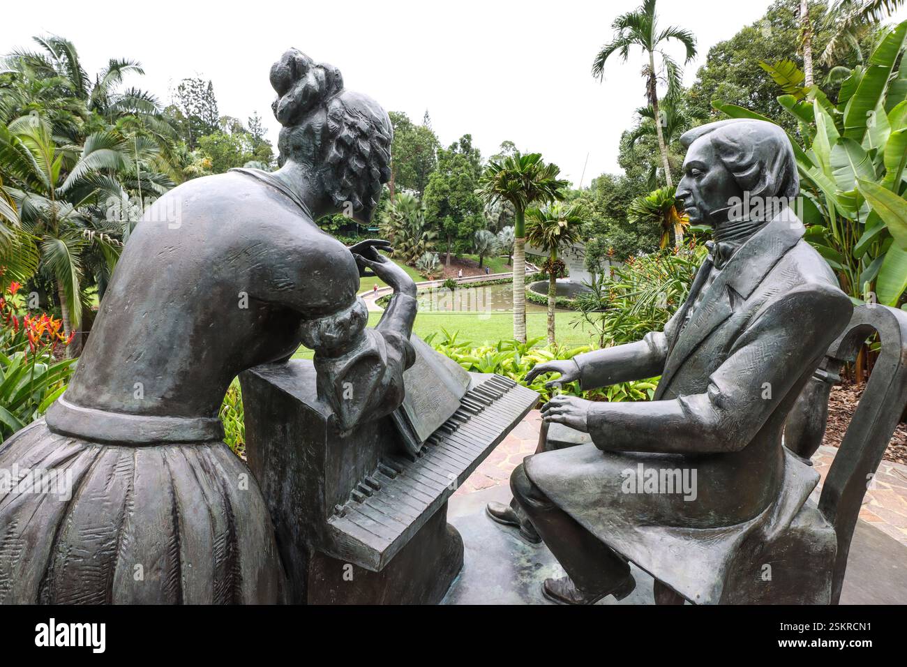 Skulptur von Frederic Francois Chopin des Künstlers Karol Badyna im Botanischen Garten Singapre, Singapur Stockfoto