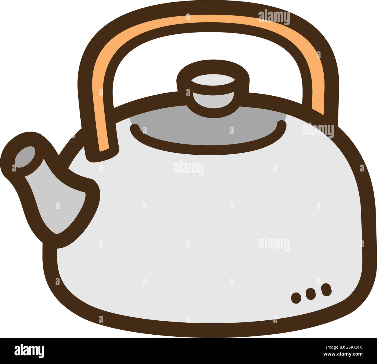 Wasserkocher Vektor Kritzelillustration und Grafik. Teil der Kategorie Haushaltsgeräte. Stock Vektor