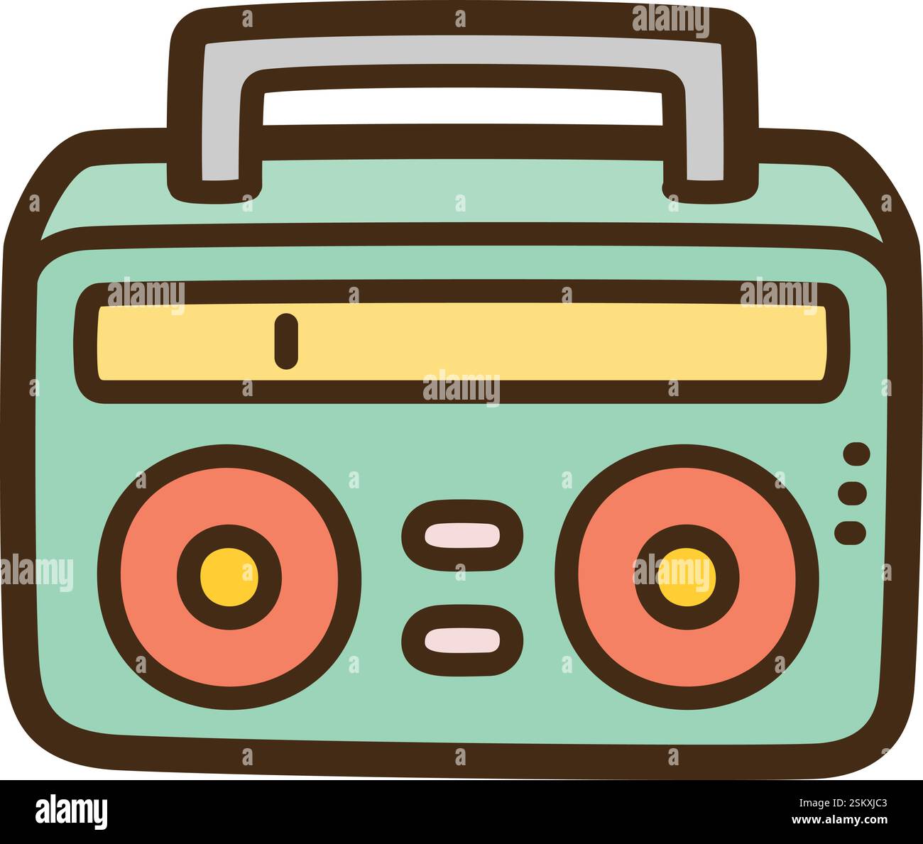 Radiokassettenvektor-Kritzelillustration und Grafik. Teil der Kategorie Haushaltsgeräte. Stock Vektor