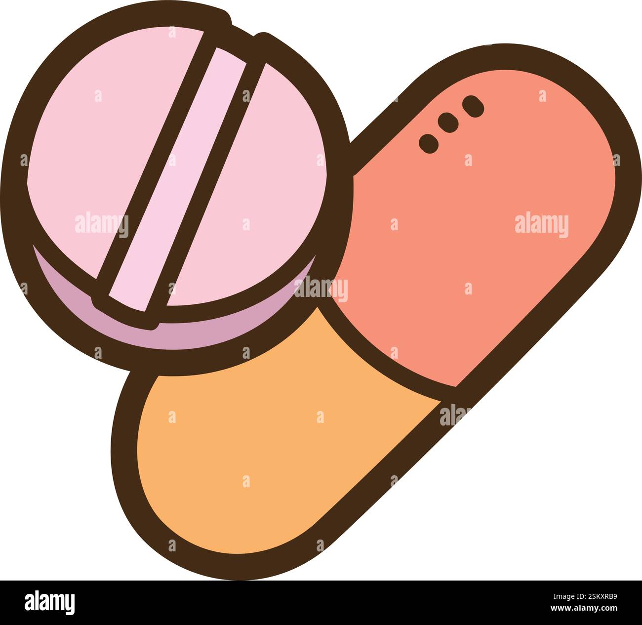 Pharmazeutische Vektor-Kritzelillustration und Grafik. Teil der Kategorie Gesundheit und Arzneimittel. Stock Vektor