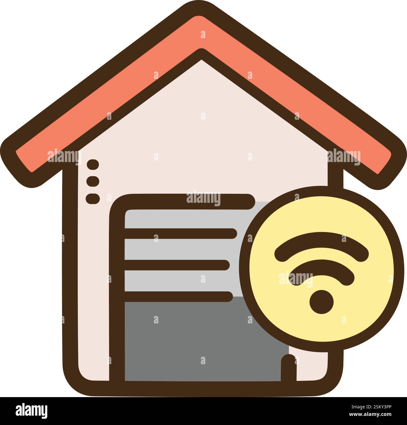 Intelligente Garagentor Vektor Kritzelillustration und Grafik. Teil der Kategorie Heimautomatisierung. Stock Vektor