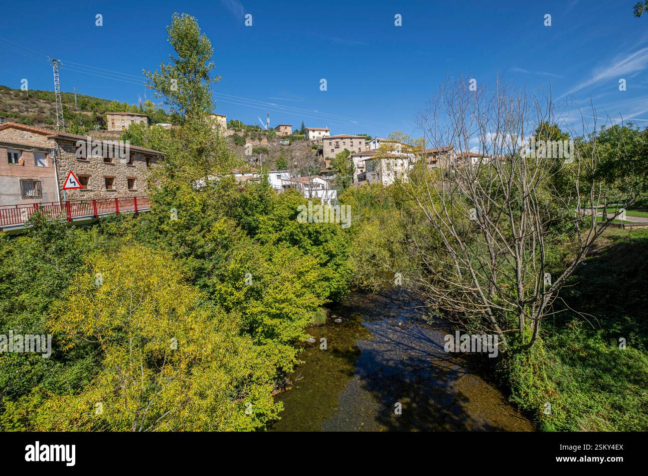 Fluss Iregua, Villanueva de Cameros, La Rioja, Spanien Stockfoto