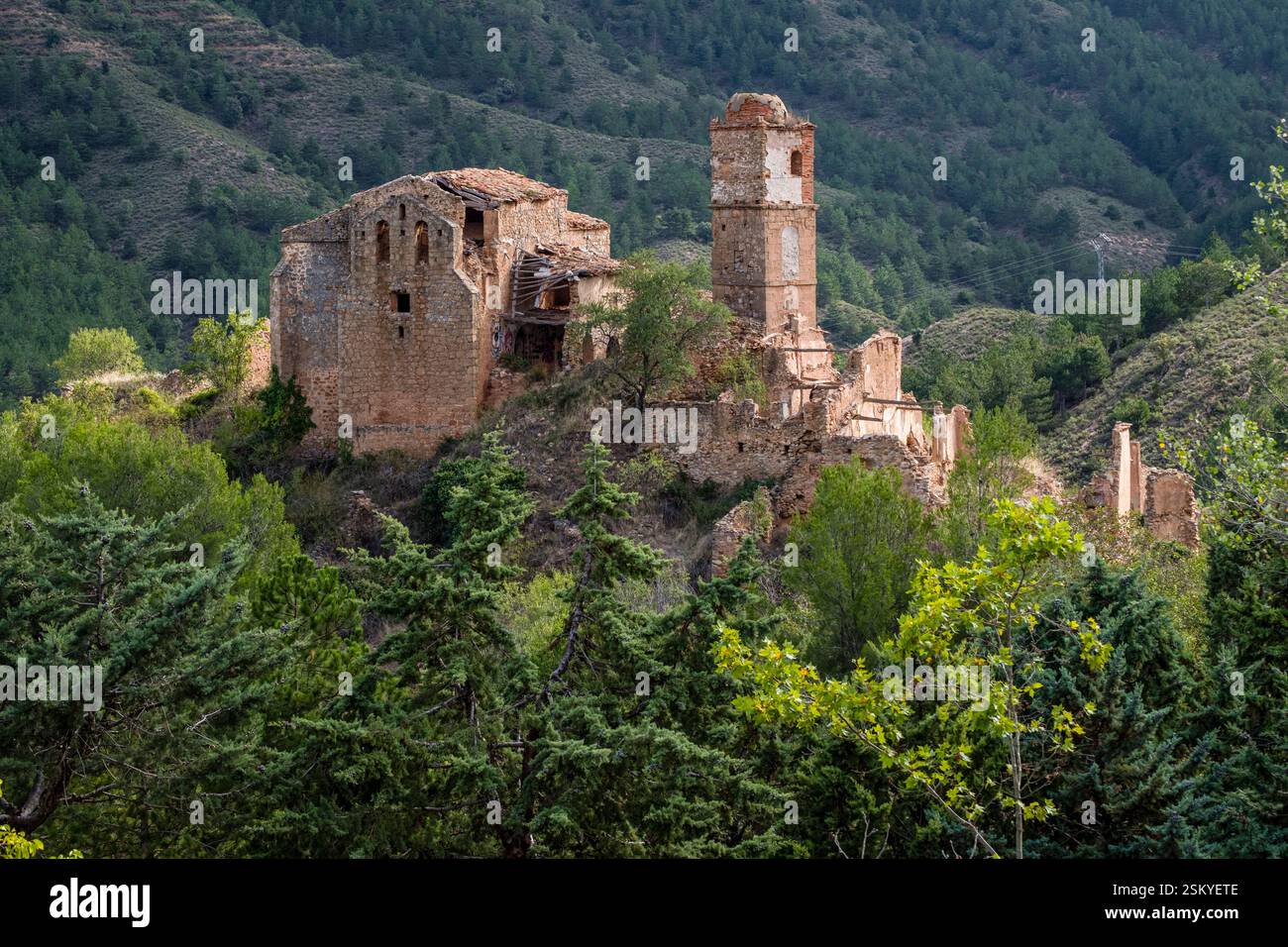 Turruncún verlassenes Dorf, sierra de Préjano, La Rioja, Spanien, Europa Stockfoto