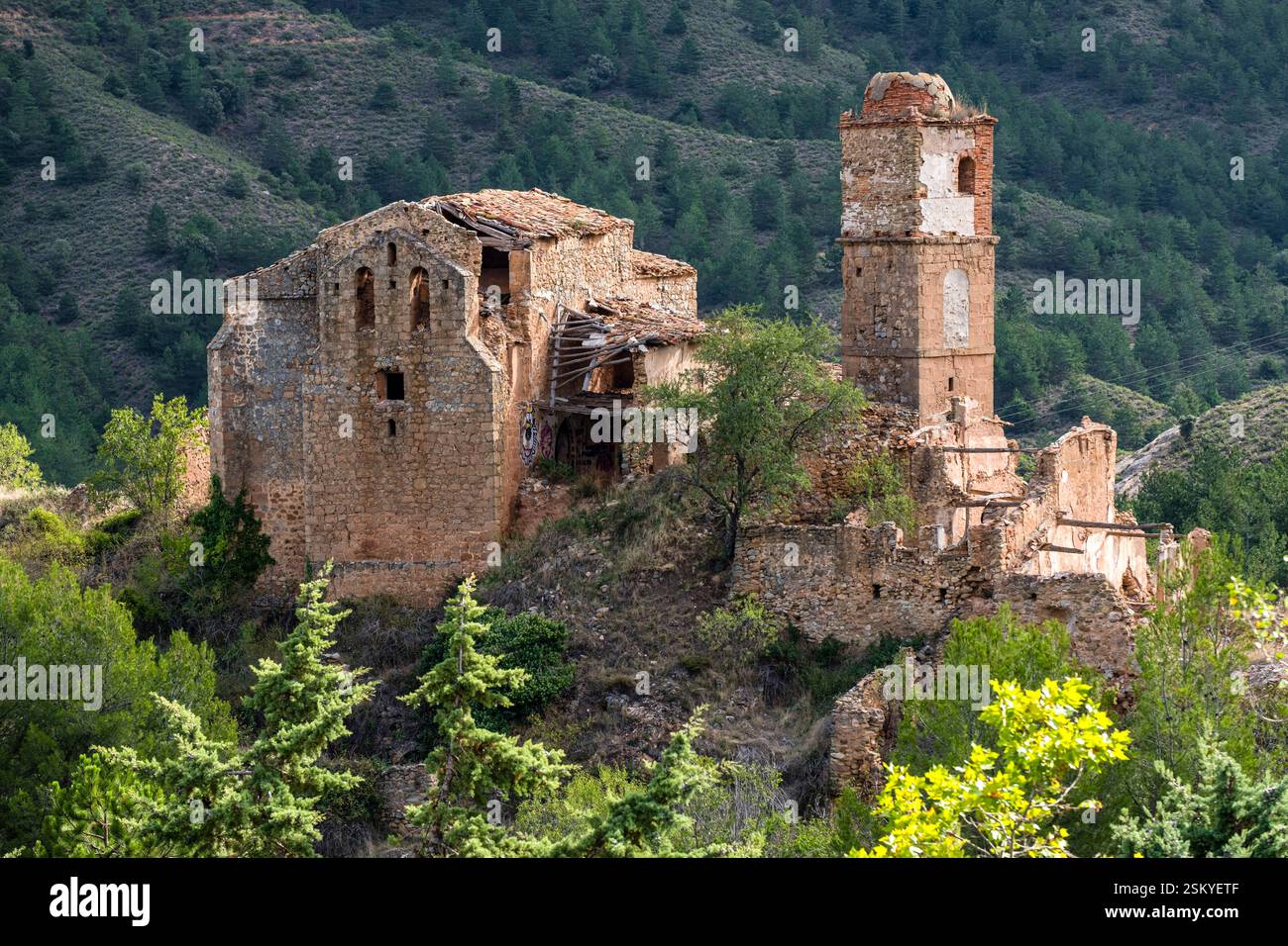 Turruncún verlassenes Dorf, sierra de Préjano, La Rioja, Spanien, Europa Stockfoto