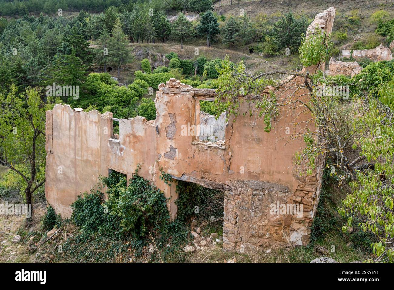 Turruncún verlassenes Dorf, sierra de Préjano, La Rioja, Spanien, Europa Stockfoto