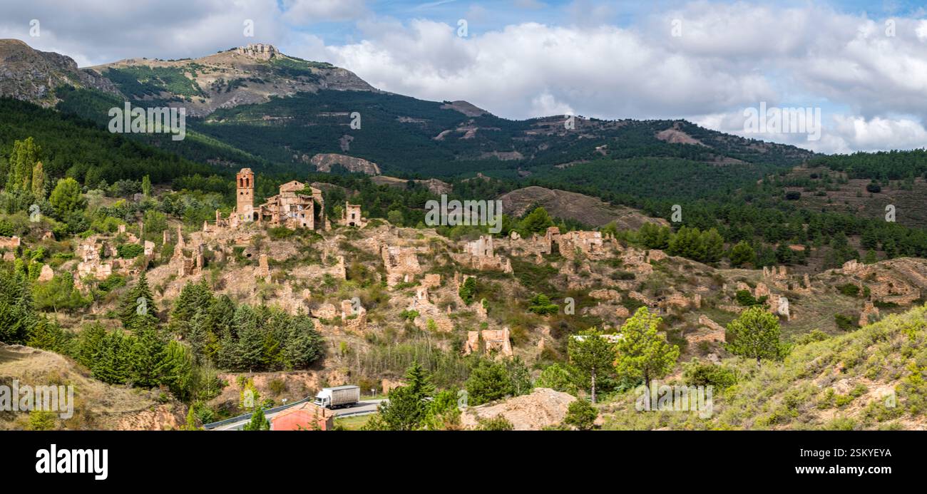 Turruncún verlassenes Dorf, sierra de Préjano, La Rioja, Spanien, Europa Stockfoto