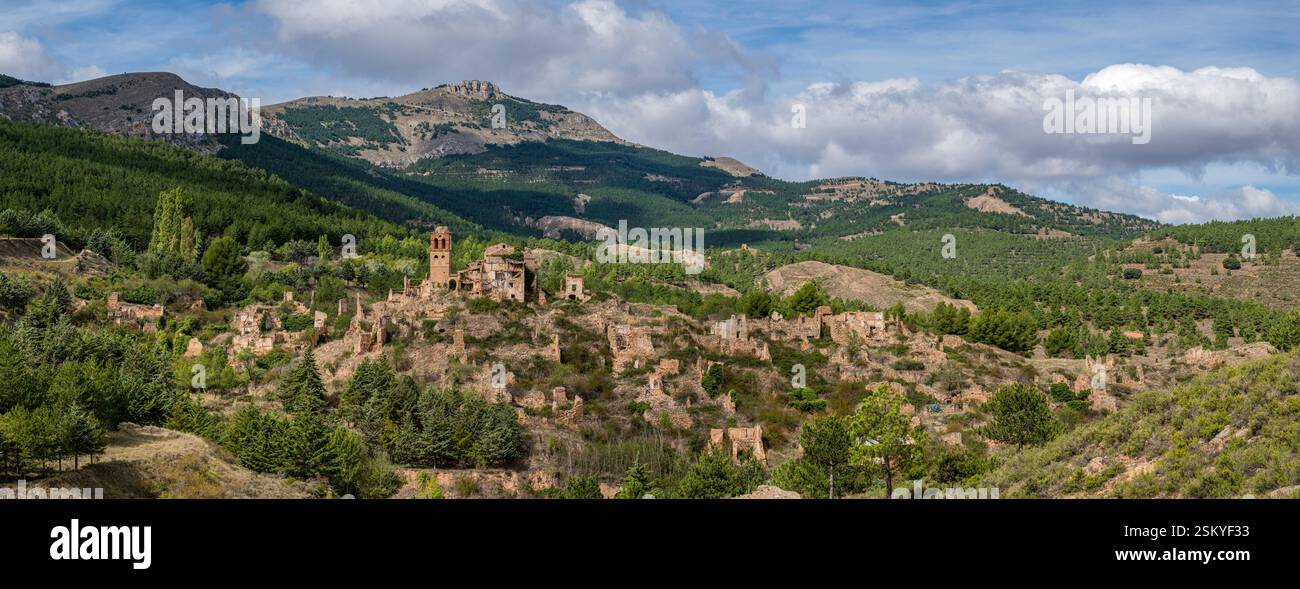 Turruncún verlassenes Dorf, sierra de Préjano, La Rioja, Spanien, Europa Stockfoto