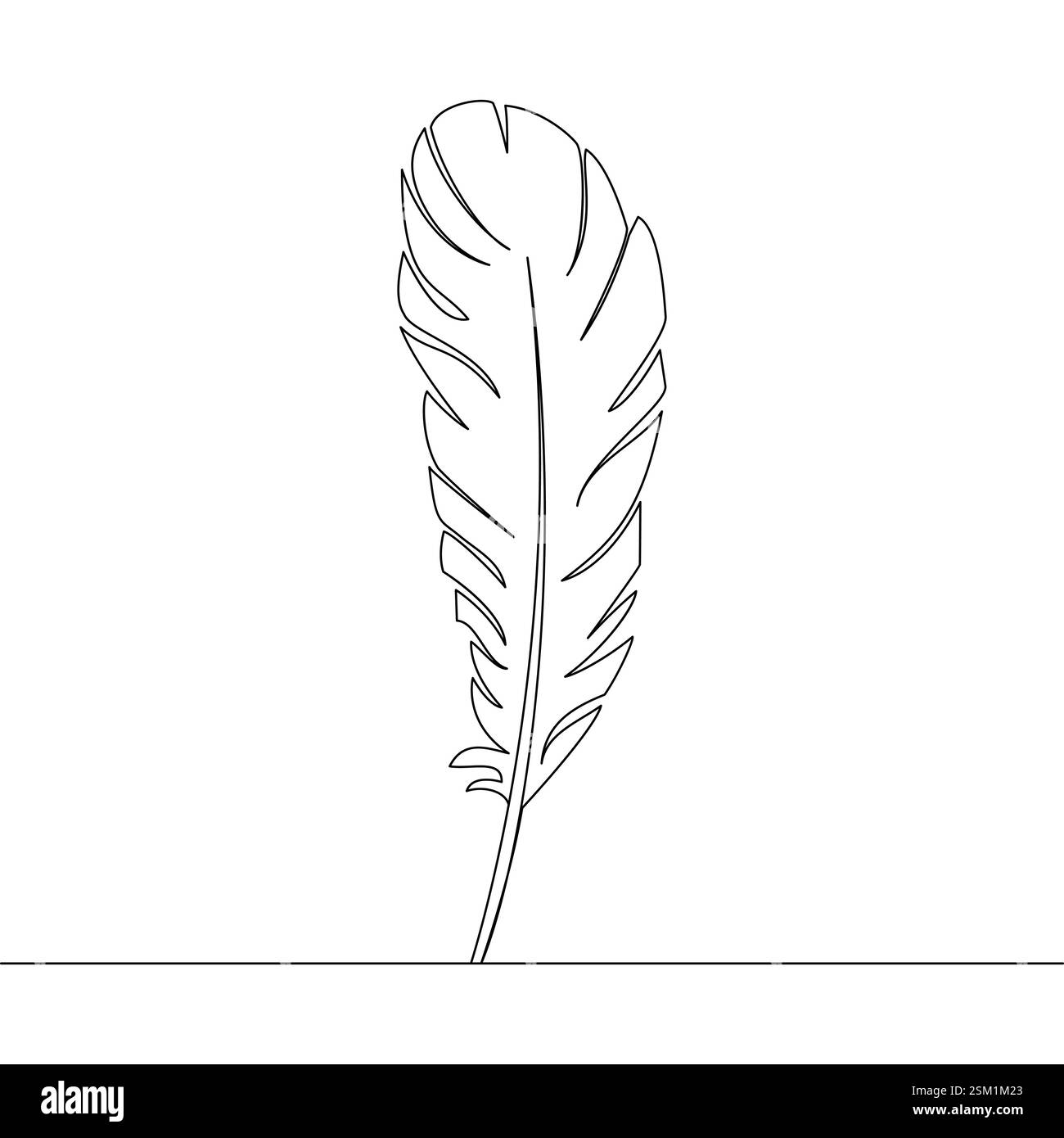 Die einzeilige Kunst der Vogelfeder zeigt die zarte Struktur einer Feder auf wunderschöne Weise und symbolisiert mit einer durchgehenden Linie Freiheit und Anmut Stock Vektor