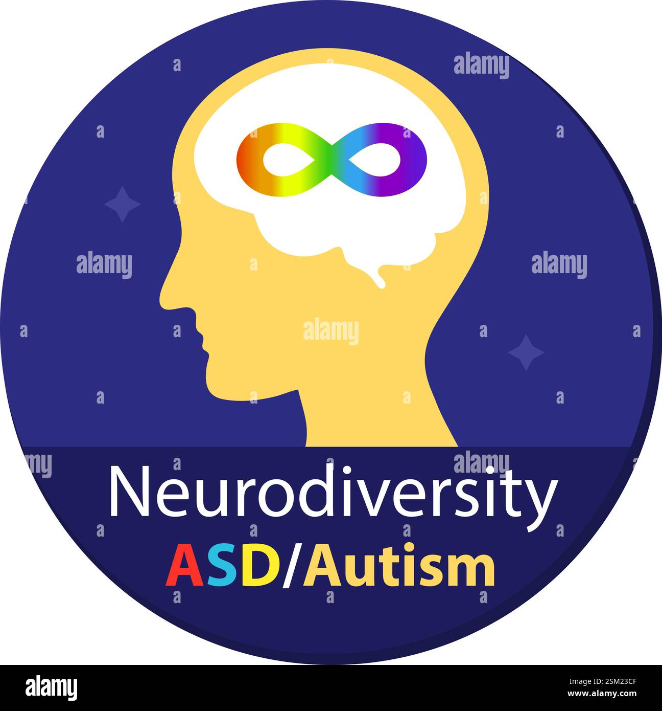 Autismusbewußtsymbol. Farbspektrum des unendlichen Zeichens. Regenbogenverlauf in Form des Unendlichkeitszeichens. Symbol Für Neurodiversität. Vektorabbildung Stock Vektor