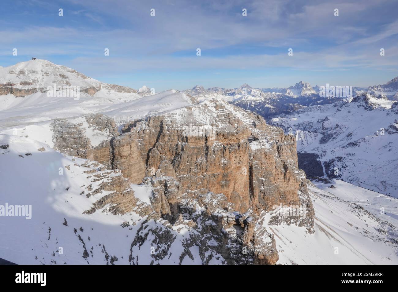 Felsen, Sella-Stock, links der Piz Boe, Boespitze, Dolomiten, Italien Stockfoto