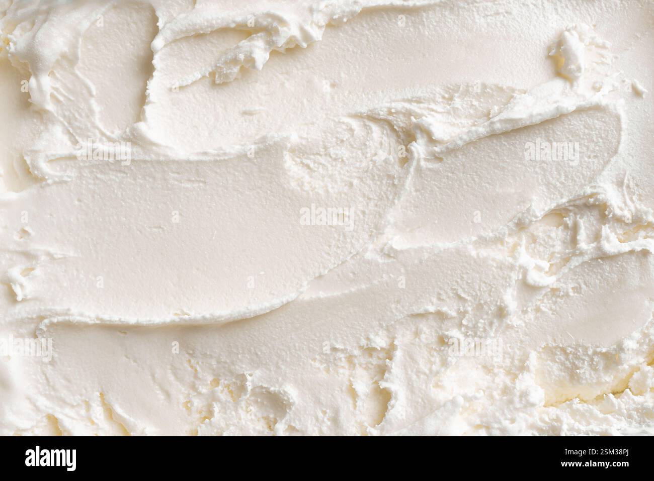 Weiße Vanilleeis-Textur als Hintergrund. Frisches Eis oder gefrorener Joghurt aus nächster Nähe. Stockfoto