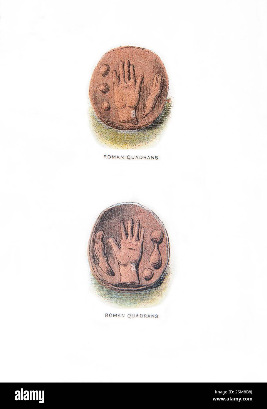 Illustration römischer Quadrans aus der antiken Bibel des 19. Jahrhunderts Stockfoto