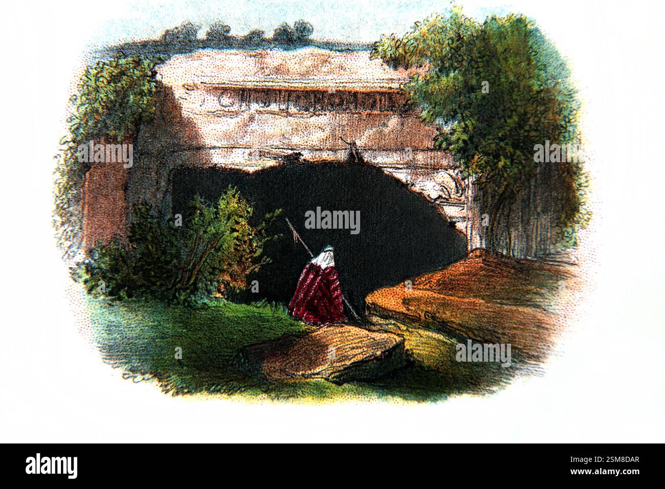 Illustration des Grabes der Könige (Helenas Grab) Grabstätte der Könige von Juda und Königin Helene von Adiabene aus dem 19. Jahrhundert Stockfoto