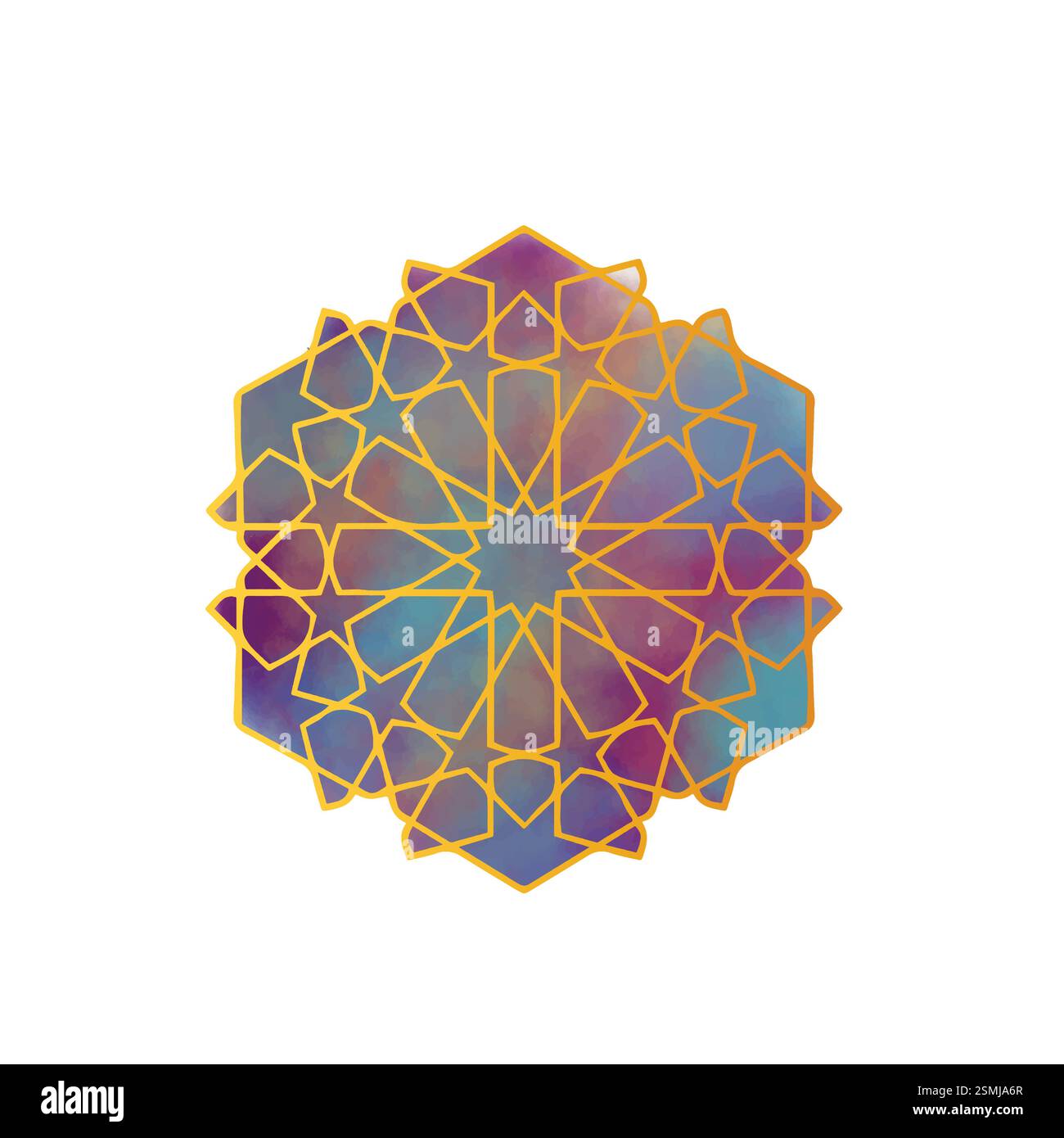 Islamische geometrische Kunst Arbeit, Aquarell islamische geometrische Kunst Design Vektor Stock Vektor