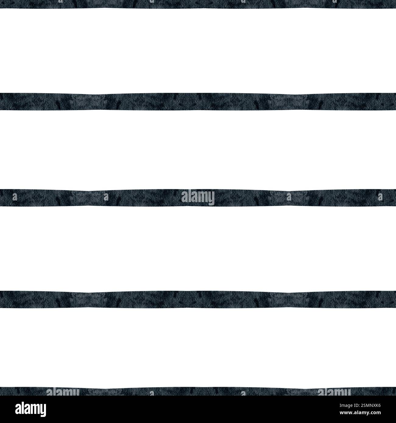 Aquarellmuster mit geometrischen Streifen, blaue Linien im Piratenstil. Abbildung in Pinselstrichen auf weißem Hintergrund. Abstrakt nahtlos Stockfoto