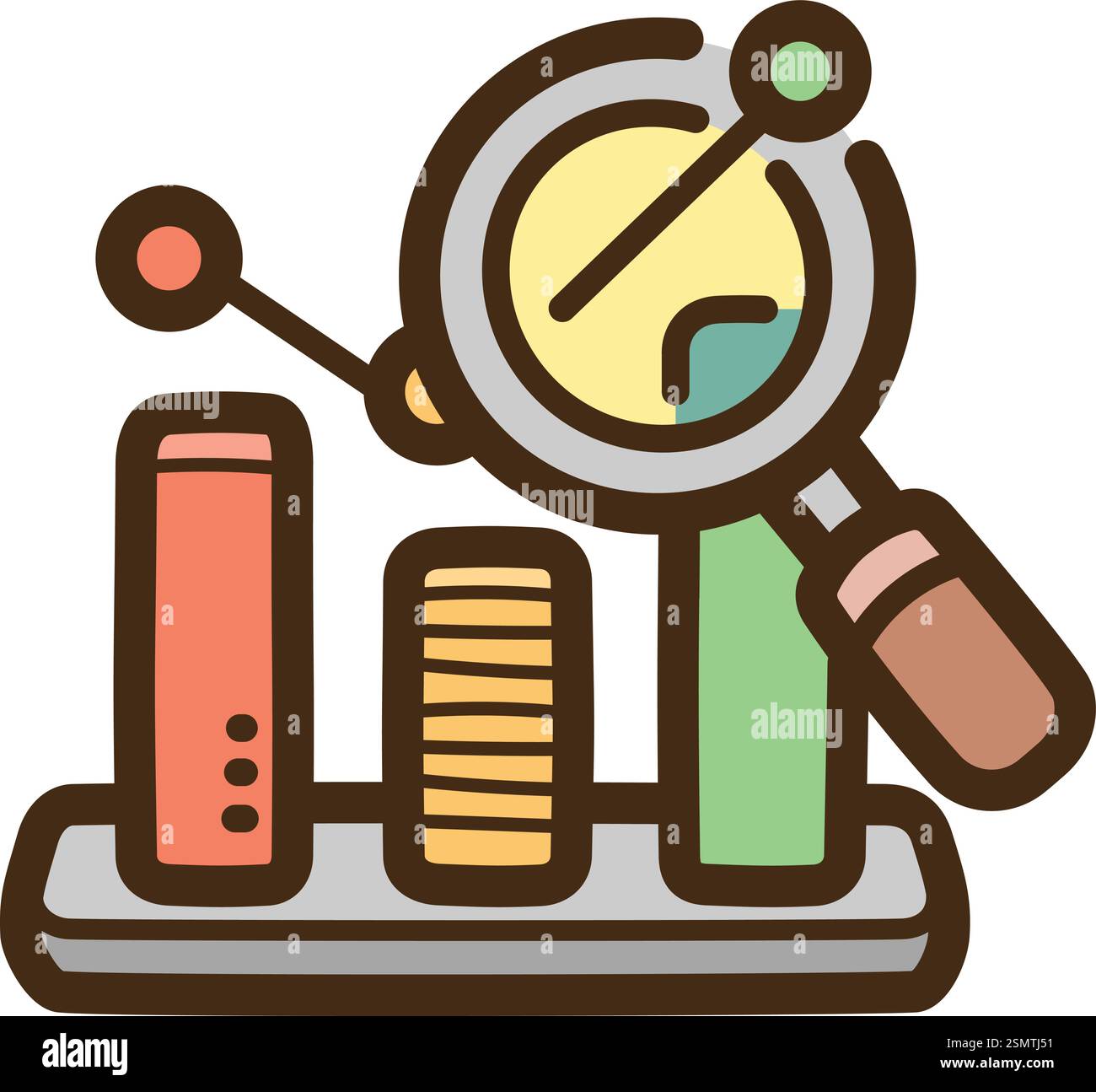 Statistik-Vektor-Kritzelillustration und Grafik. Teil der Kategorie Wissenschaft. Stock Vektor