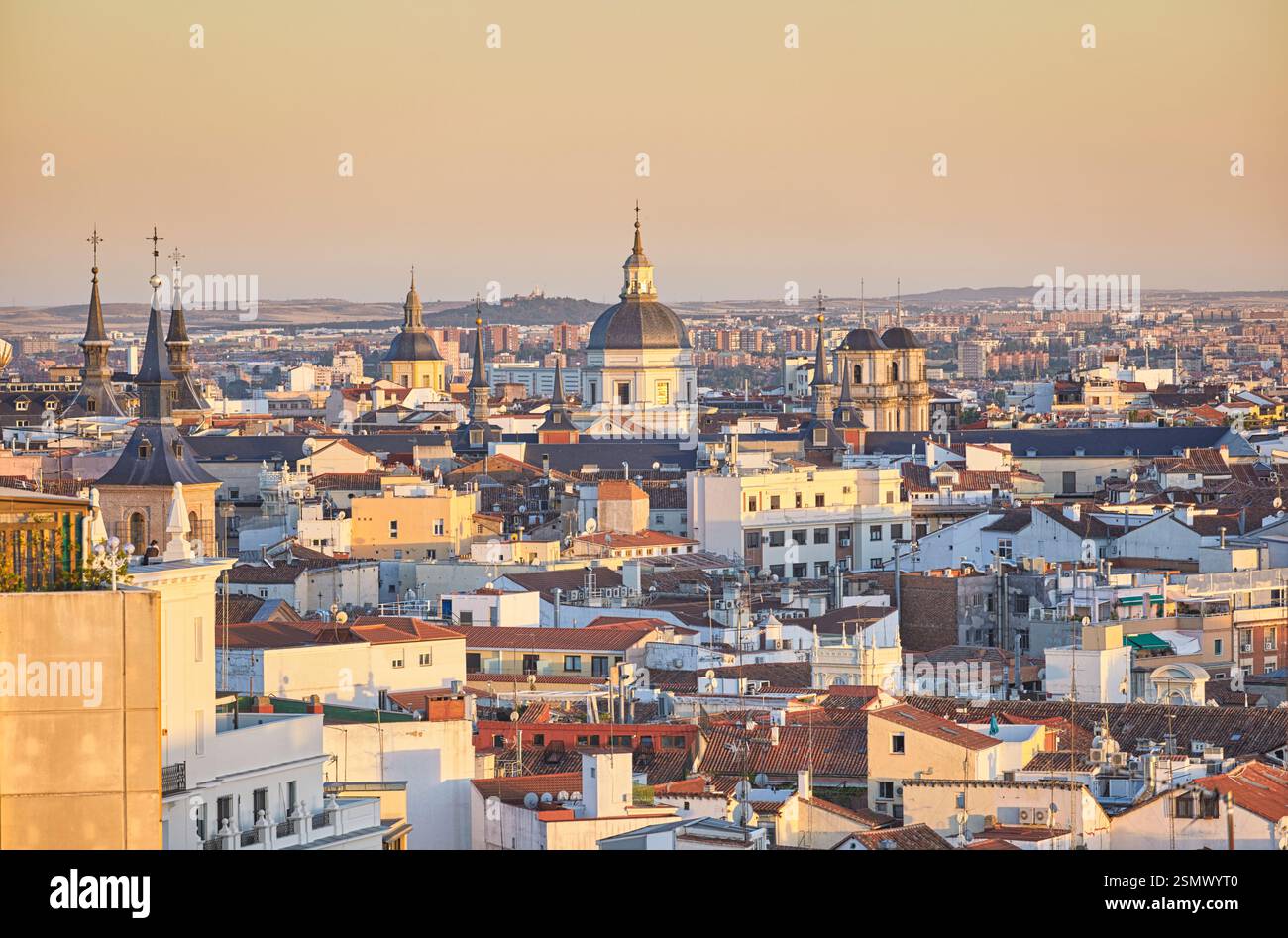 Old town view with towers and roofs at the Austrias district. Madrid. Spain Stockfoto