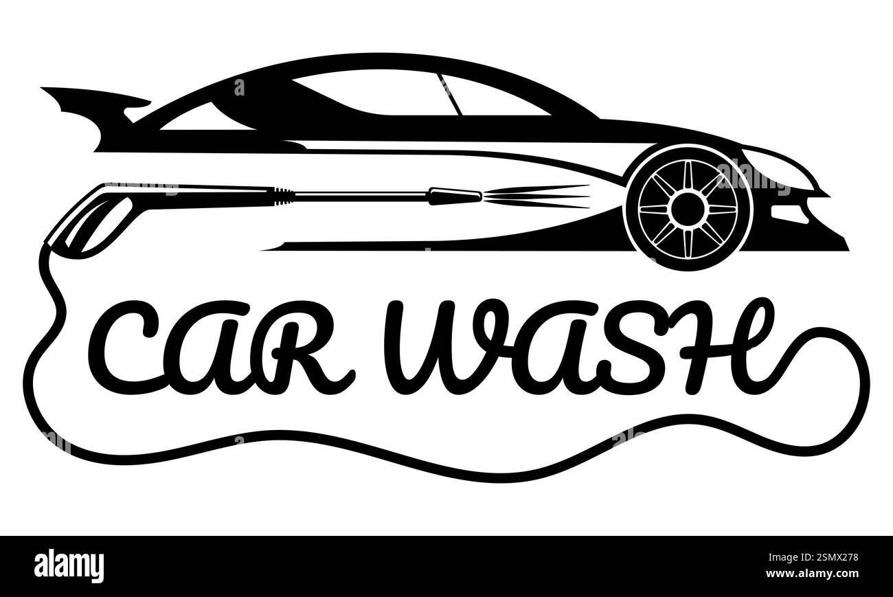 Autowasch-Logo für Ihr Unternehmen oder Unternehmen Vektorillustration isoliert auf weißem Hintergrund Stockfoto