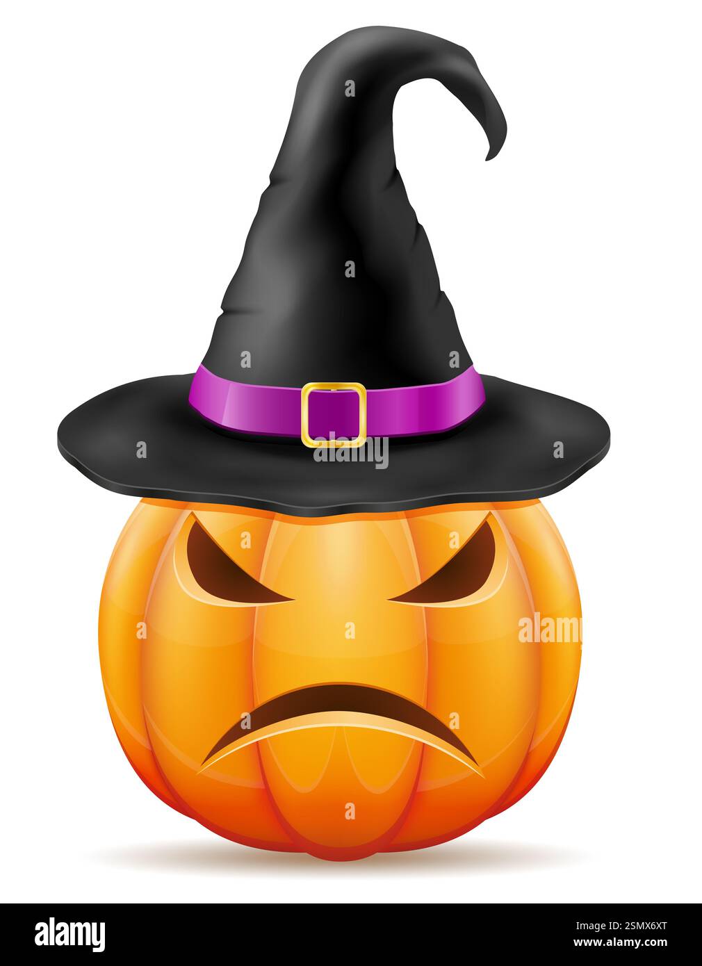 Kürbis mit schrecklichen Gesichtern mit einem Hexenhut für halloween Feier Vektor Illustration Vektor Illustration isoliert auf weißem Hintergrund Stockfoto