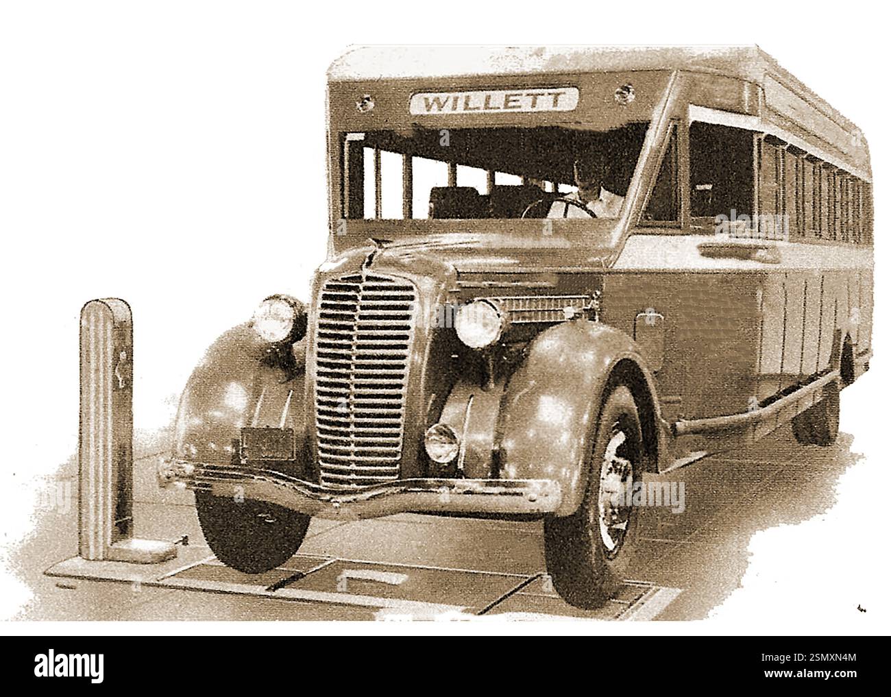 1938 United States Service Bus mit Willett (New York?) Hinweis zum Bestimmungsort Stockfoto
