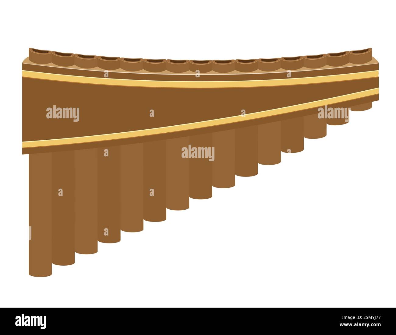 Pan Flöte Musikinstrument flache Stil Vektor Illustration isoliert auf weißem Hintergrund Stock Vektor