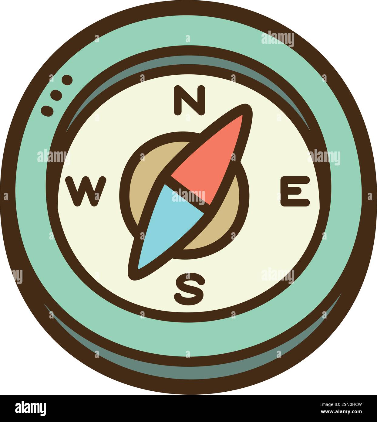 Kompassvektor-Kritzelillustration und Grafik. Teil der Sommerkategorie. Stock Vektor