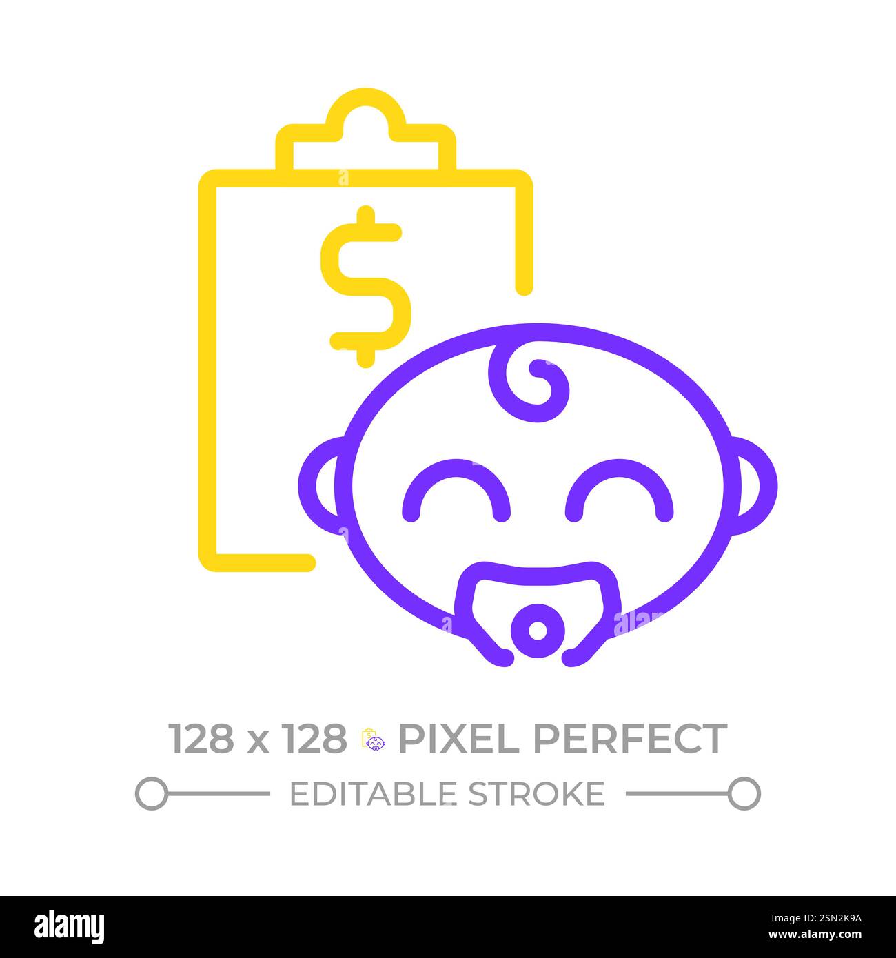 Kinder sparen Pixel Perfect zwei Farblinien Symbol Stock Vektor
