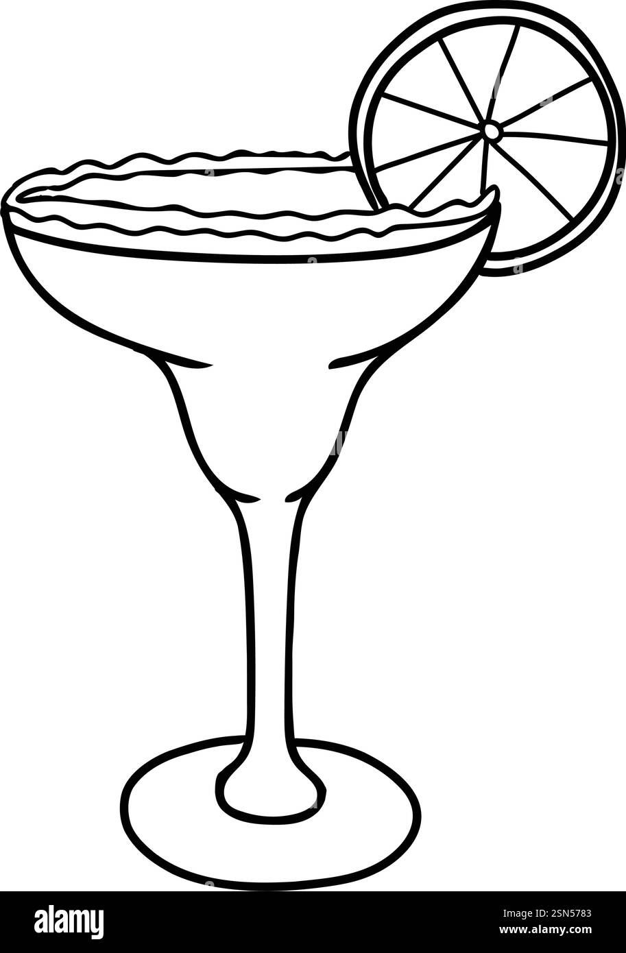 Margarita Cocktail mit Limette. Alkoholisches Sommergetränk mit Gin und Tequila. Hand gezeichnete Vektor-Illustration im Doodle-Stil isoliert auf Hintergrund. Für Stock Vektor
