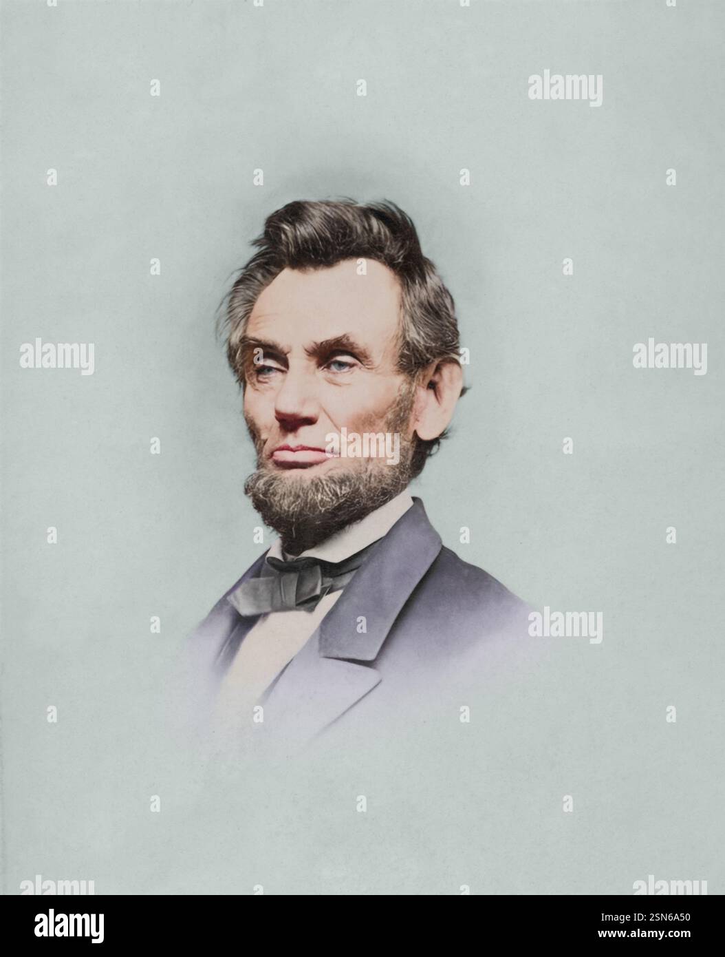 Foto mit einem Porträt von Lincoln, Kopf und Schultern, aufgenommen am 8. Januar 1864. Erstellt von Mathew Brady. Stockfoto