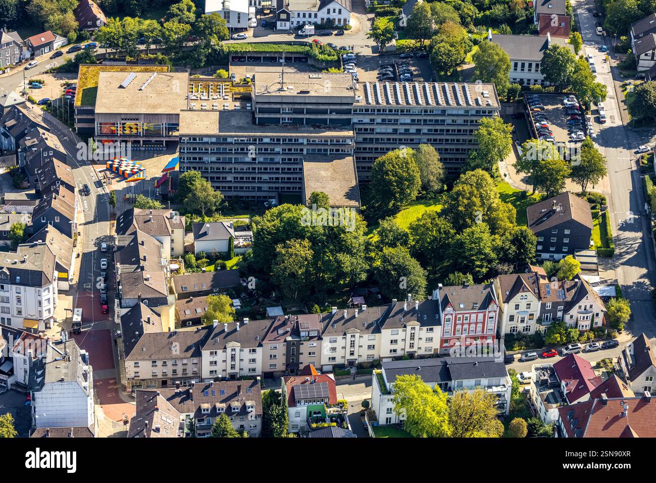 Luftaufnahme, Kreisverwaltungsgebäude Schwelm, Schwelm, Ruhrgebiet, Nordrhein-Westfalen, Deutschland Stockfoto