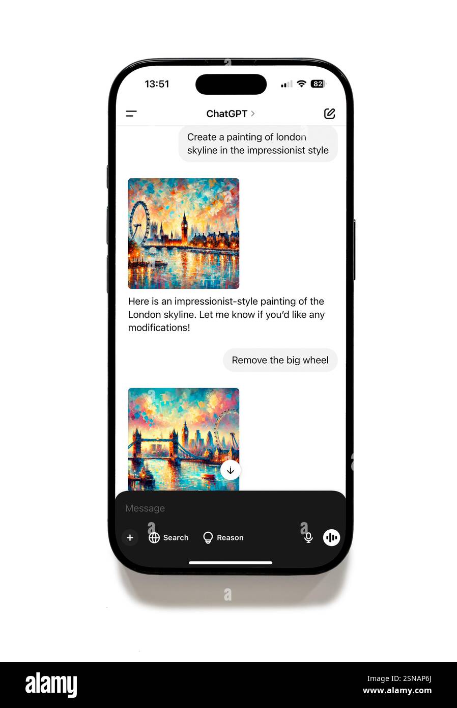 ChatGPT-App auf einem iPhone 16 Plus Stockfoto